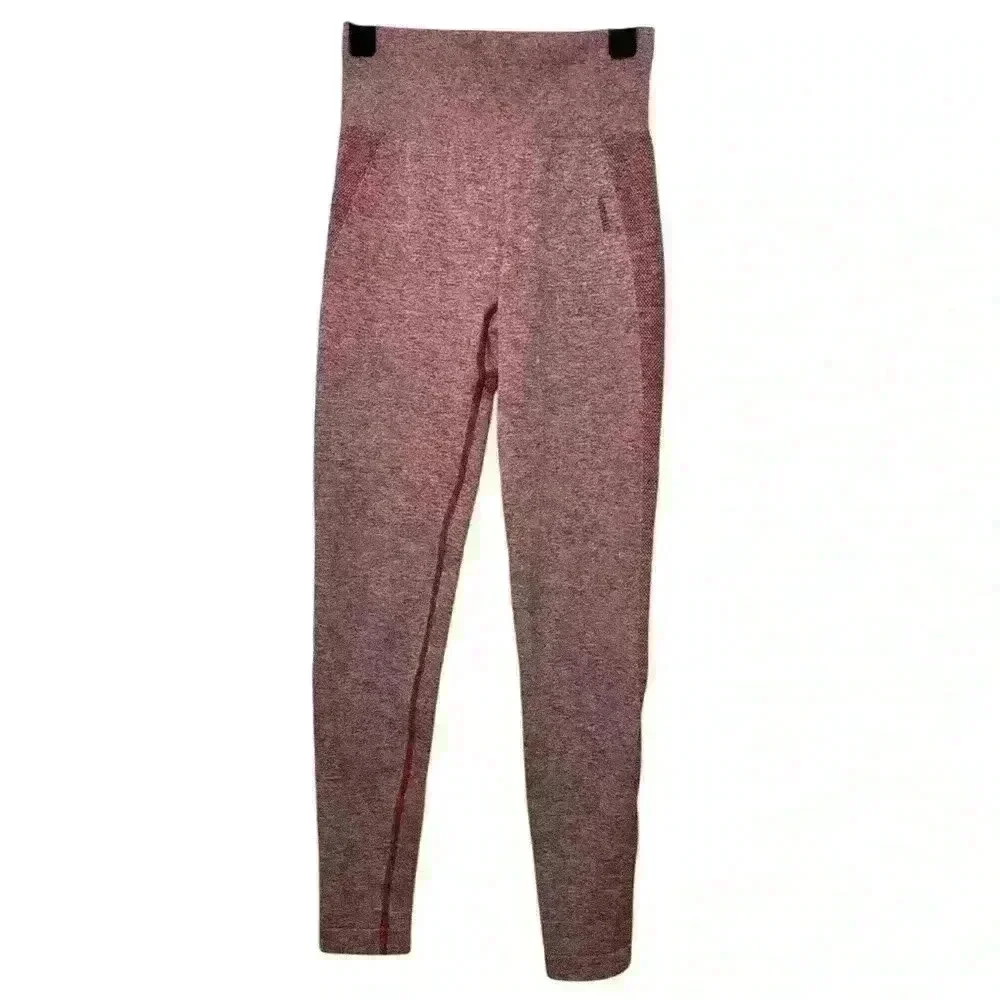 Gymshark Leggings Red Marled Compression XSmall Women’s - Picture 2 of 11